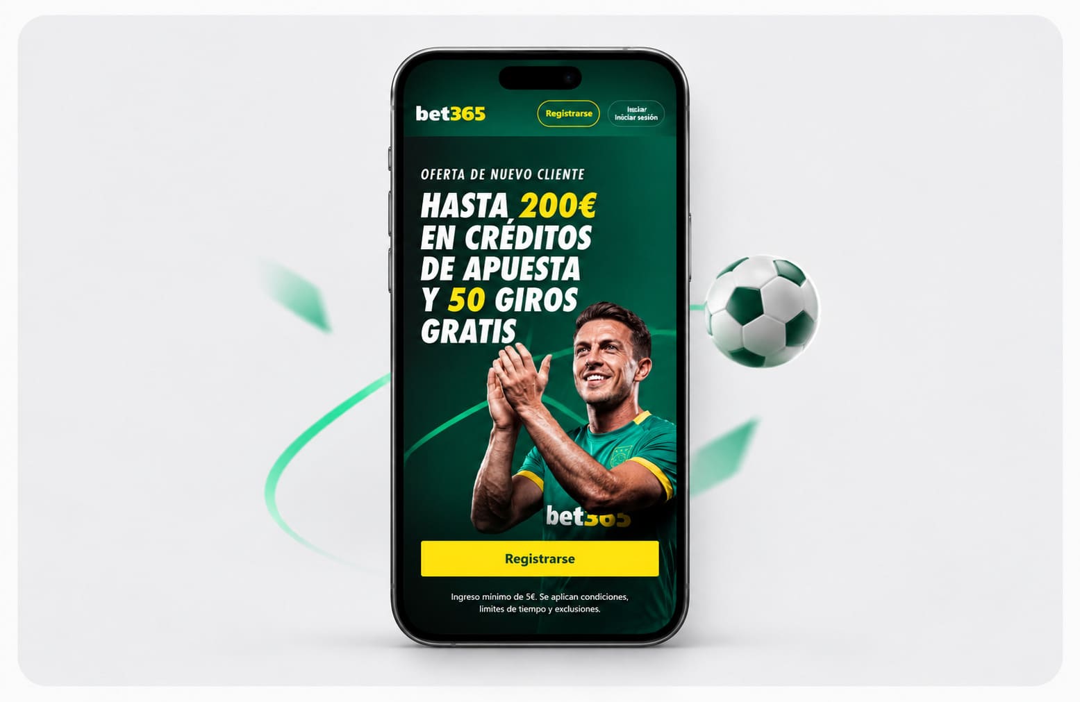 Móvil con la oferta de nuevo cliente de bet365: hasta 200€ en créditos de apuesta y 50 giros gratis