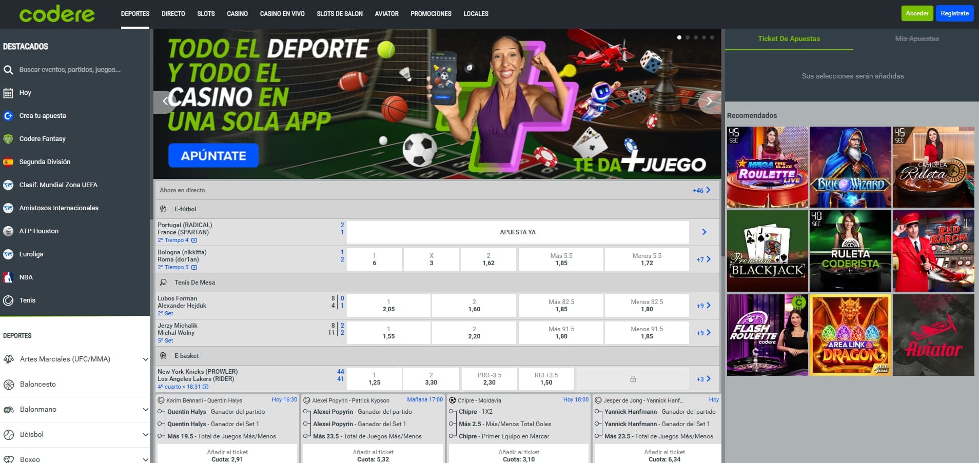 consigue el bono de apuestas de codere españa