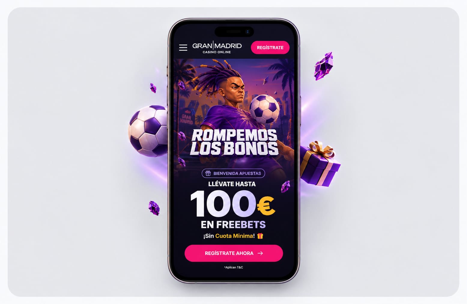 Móvil con el bono de apuestas de Gran Madrid Casino Online: hasta 100€ en freebets sin cuota mínima