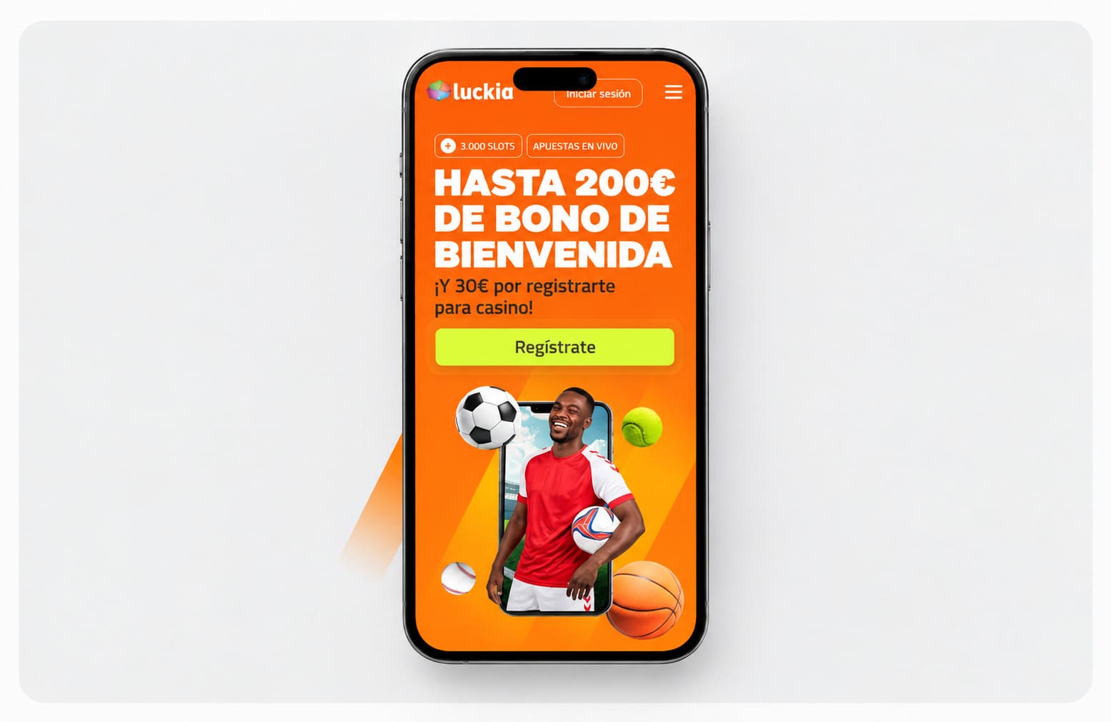 Móvil con el bono de bienvenida de apuestas de Luckia: primera apuesta asegurada hasta 200€