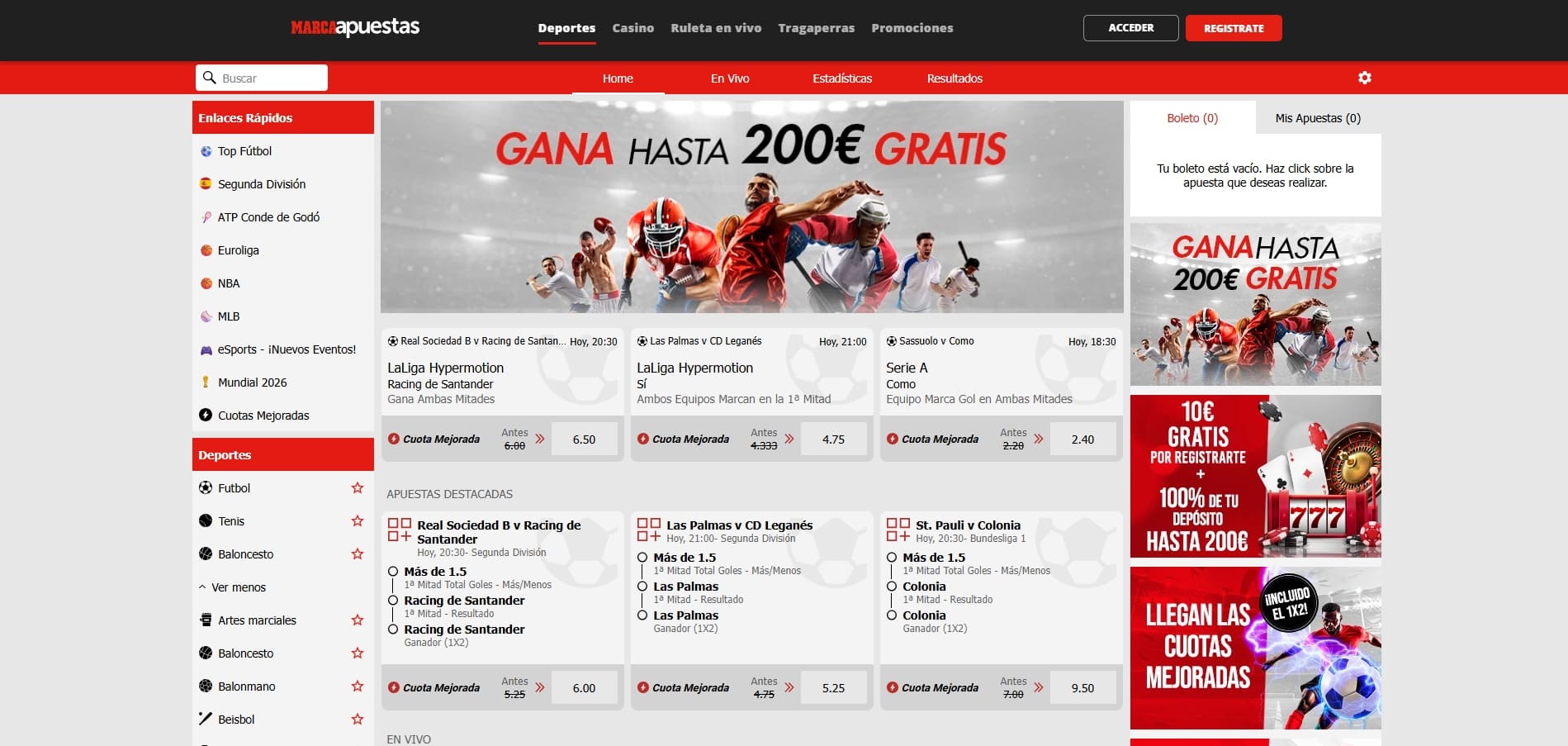 bono de bienvenida de Marca Apuestas con apuestas gratis por tramos