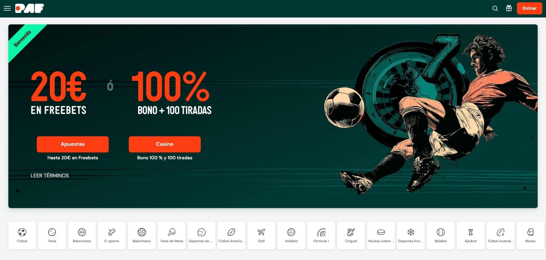 bono de bienvenida de paf apuestas deportivas