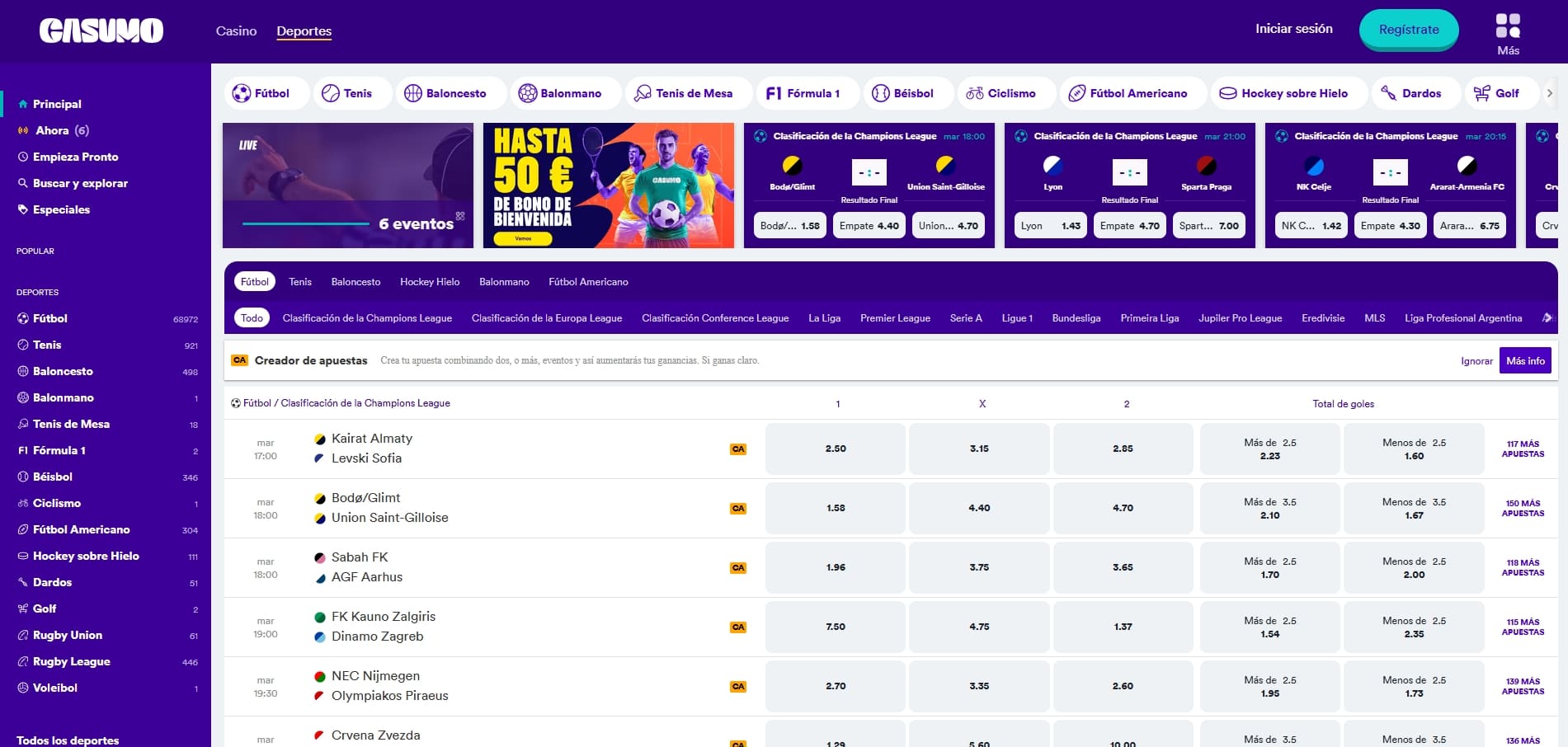 asegura tu primera apuesta deportiva en casumo hasta 50€