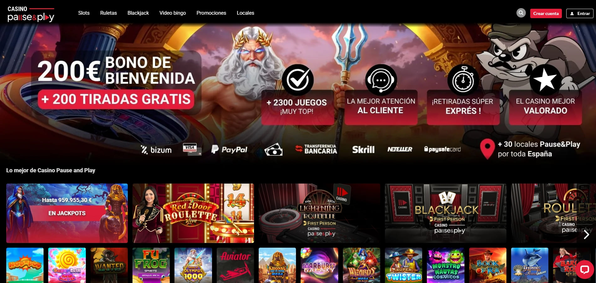 bono de bienvenida casino pause and play