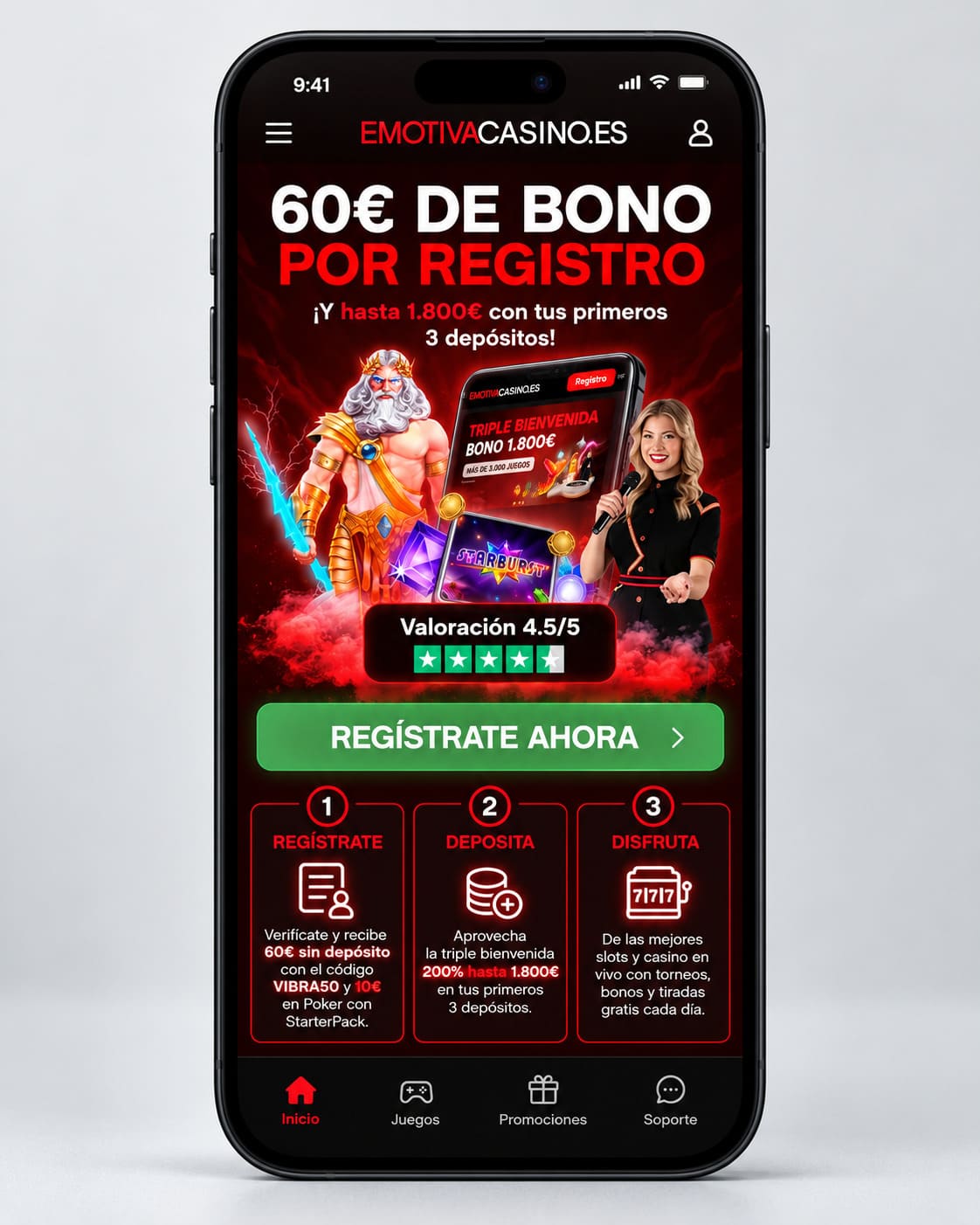 Bono de bienvenida de hasta 1.800€ en Emotiva Casino