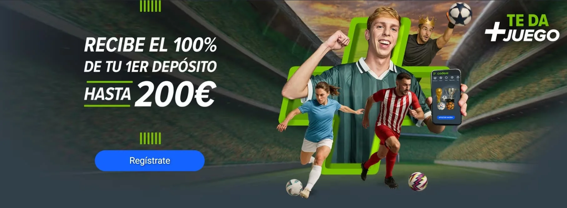 Codere bono bienvenida apuestas 100% hasta 200€ freebets España