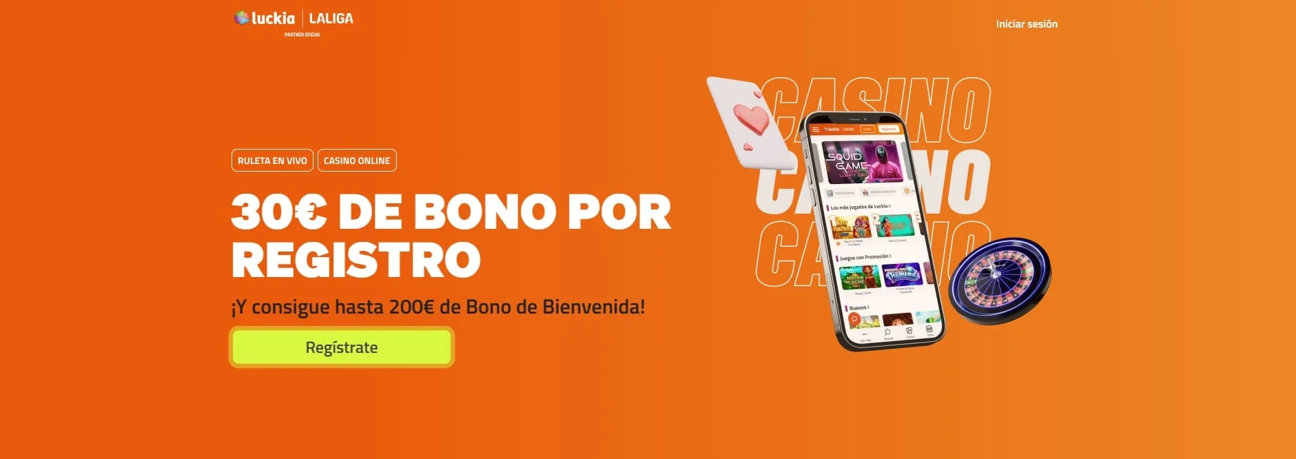 Bono sin depósito de Luckia con 30€ gratis