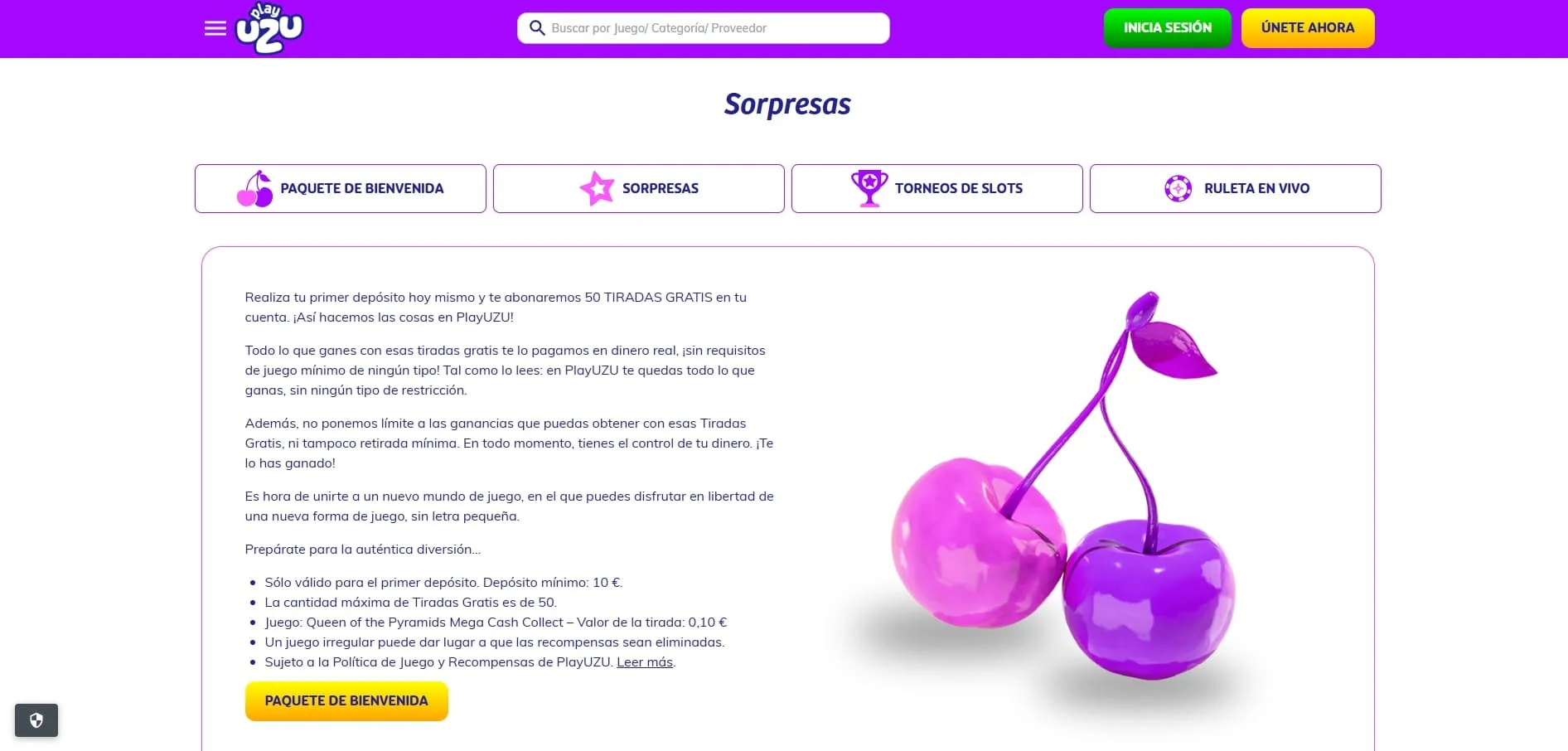 bono con tiradas gratis de playuzu