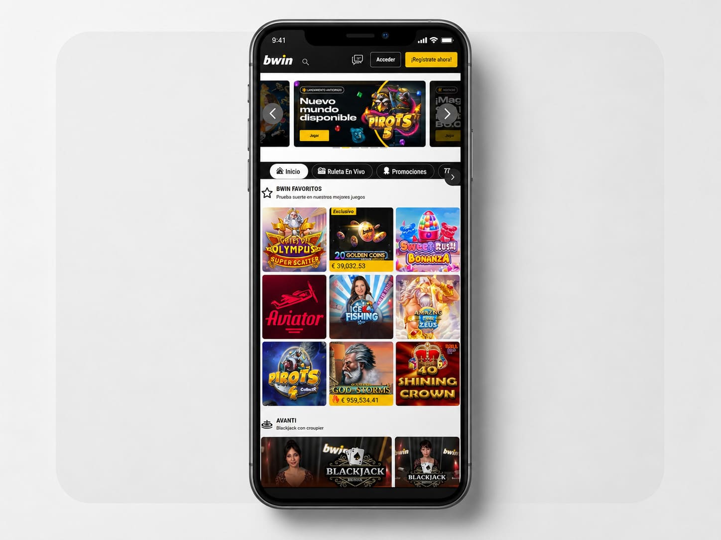 App de casino de bwin con slots y ruleta en vivo