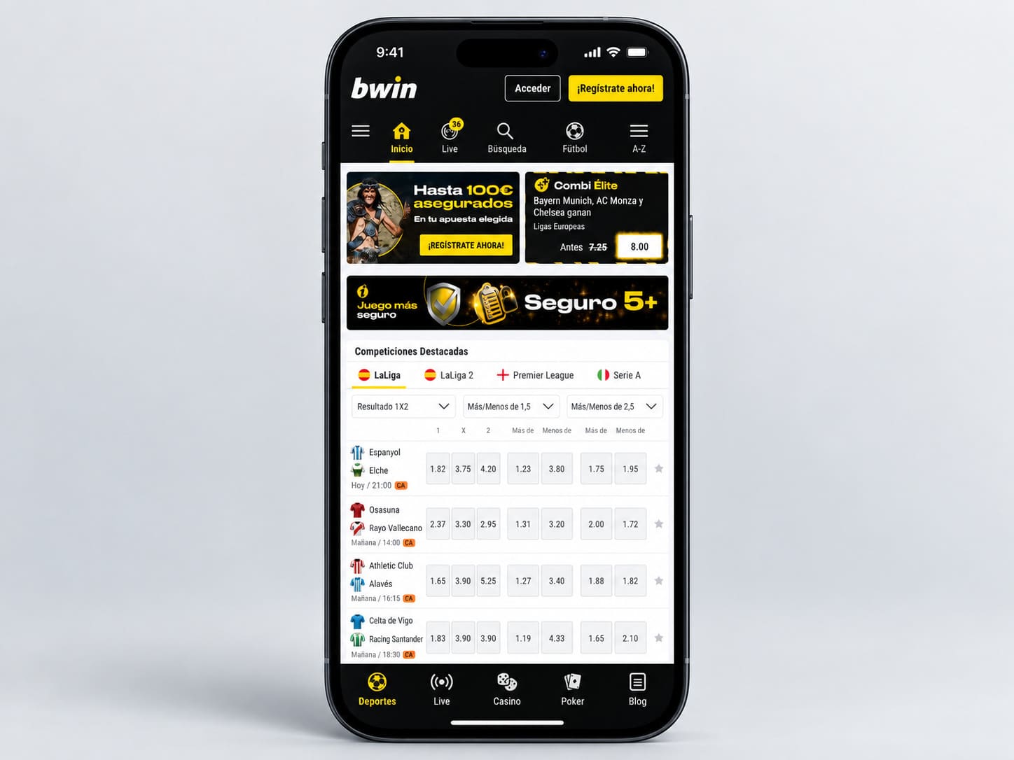 Casa de apuestas bwin con gran variedad de mercados
