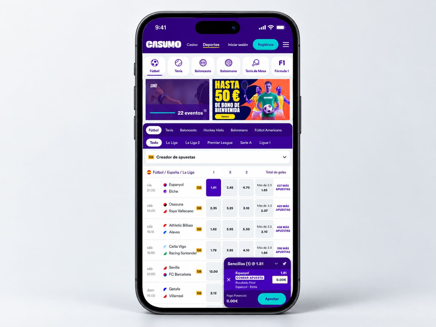Casa de apuestas Casumo con app móvil premiada