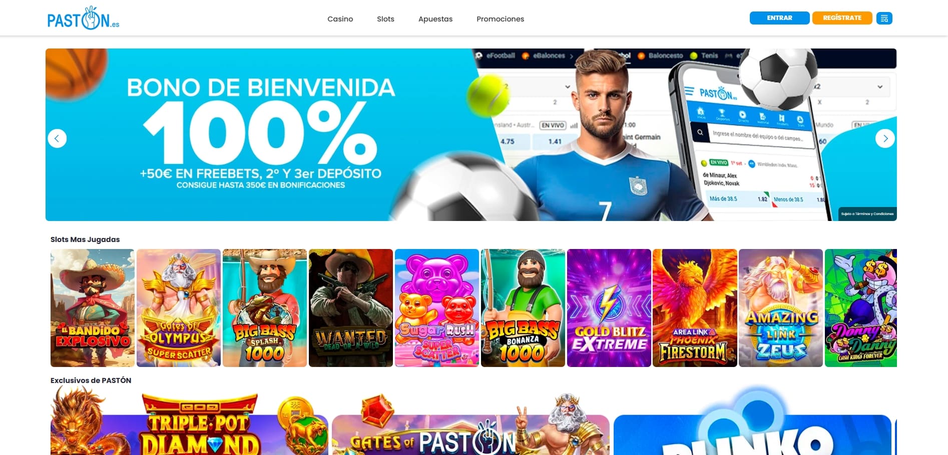 disfruta del bono de bienvenida de apuestas de paston