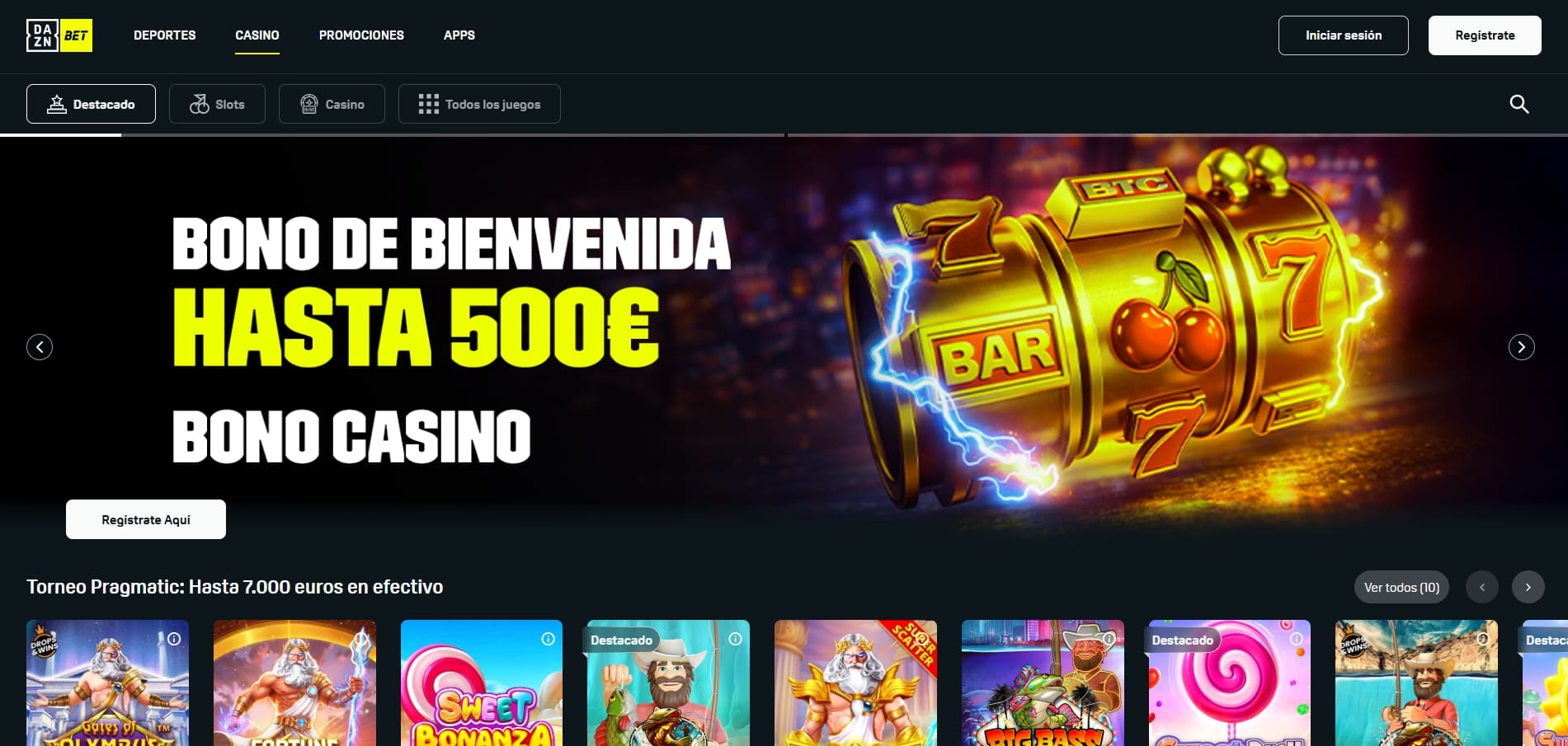bono de bienvenida de casino de dazn bet