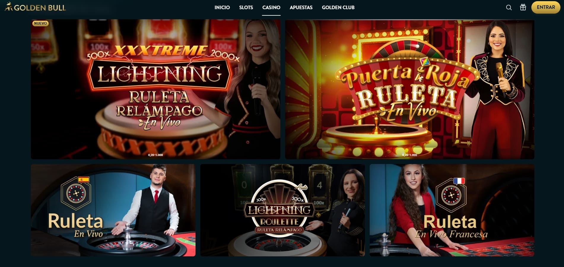 casino en vivo premium en golden bull
