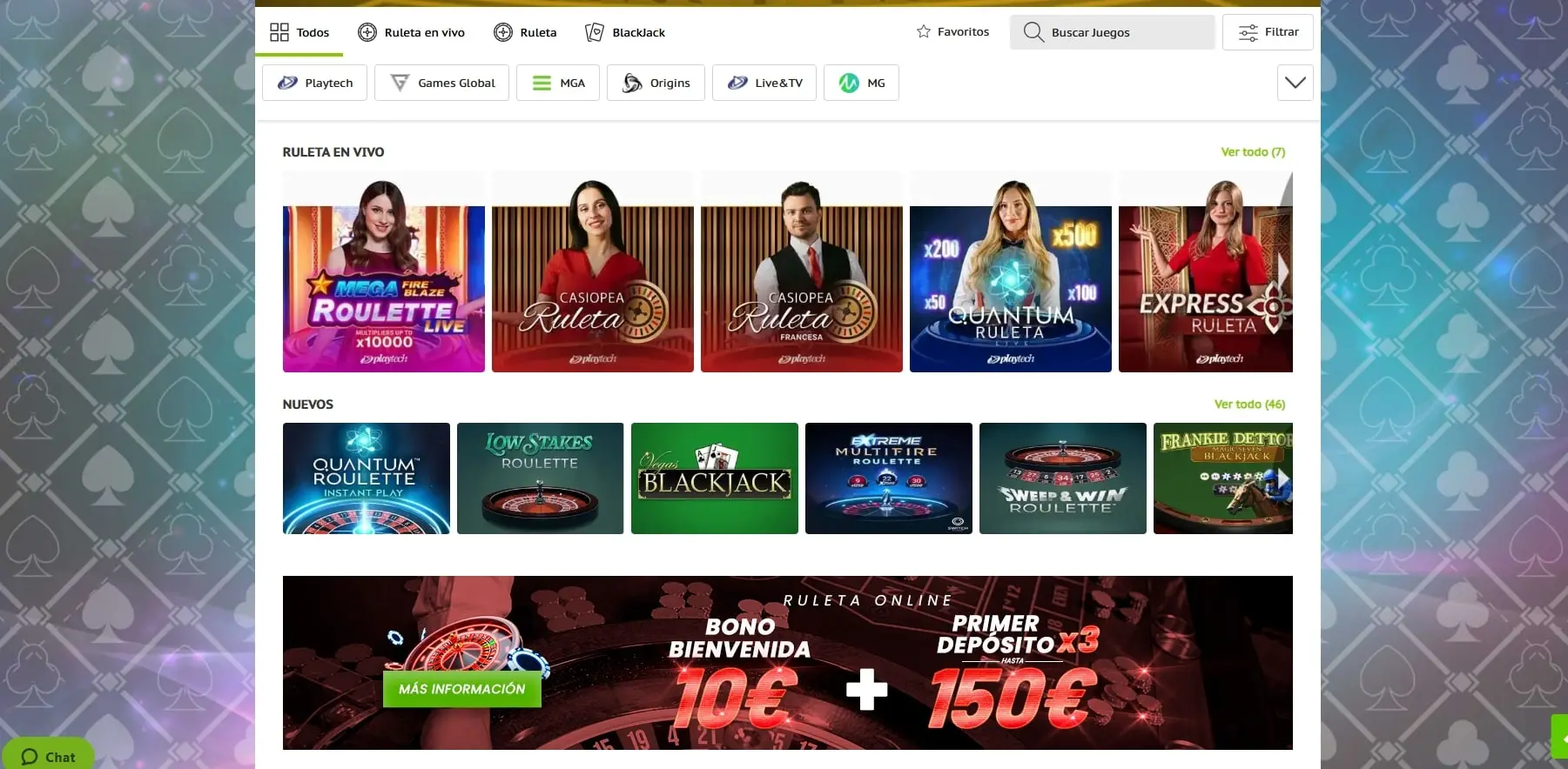 Casino en vivo de Juegging