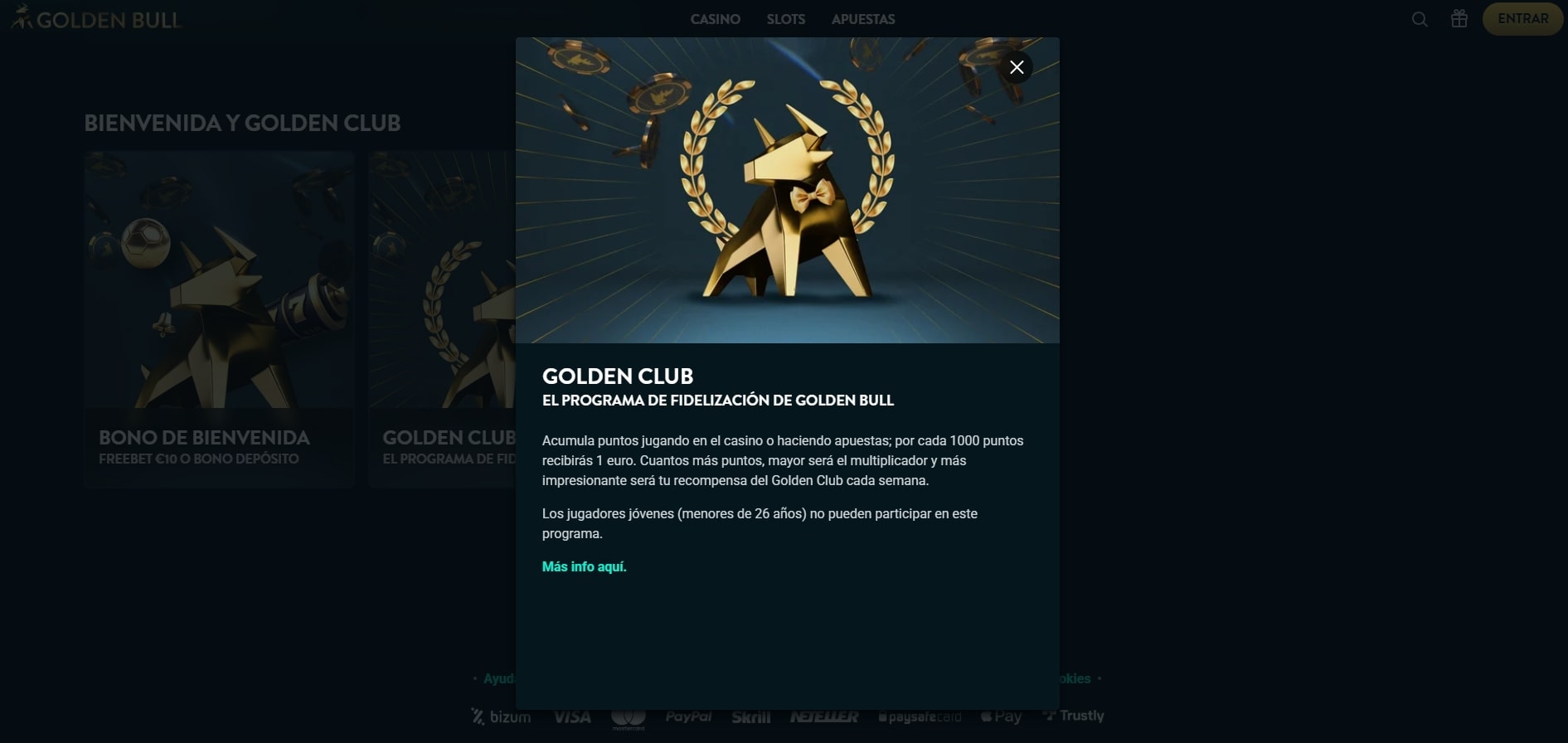 Programa fidelización Golden Bull apuestas