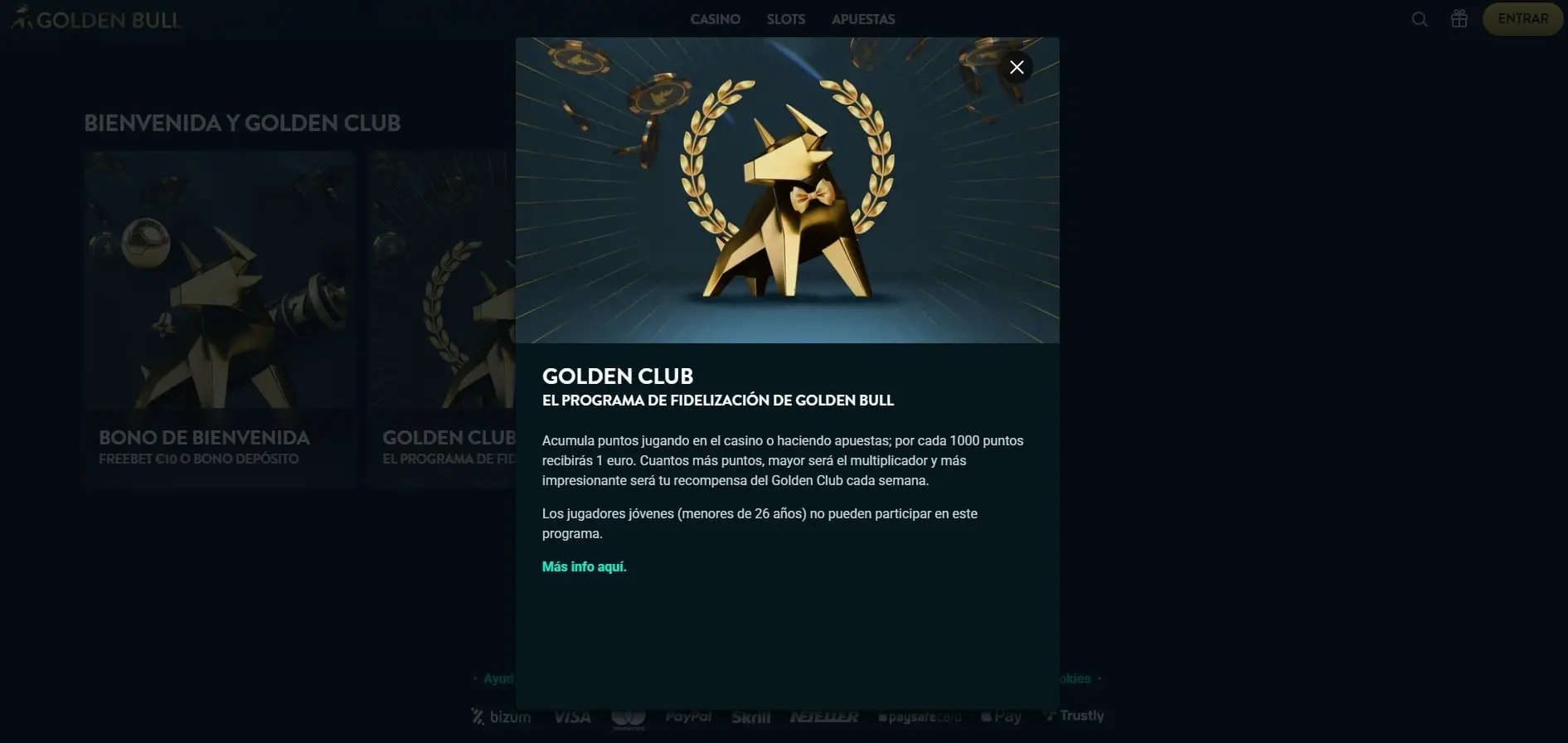 Programa fidelización Golden Bull apuestas