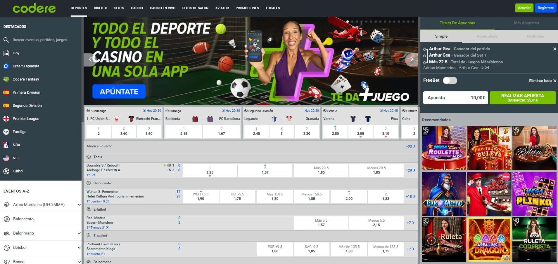 apuestas deportivas en codere