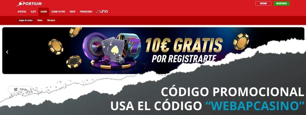código promocional sportium casino sin depósito