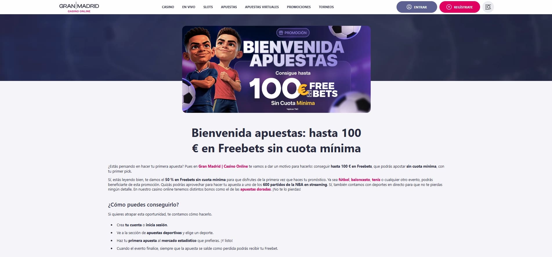 Gran Madrid código promocional apuestas: bono bienvenida 100€ en Freebets