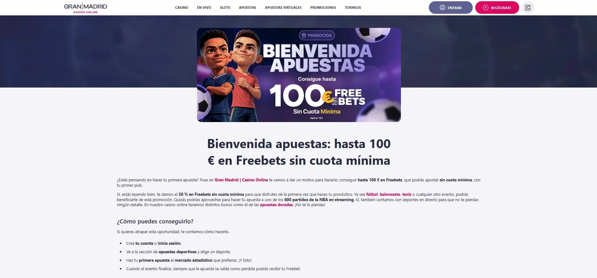 Gran Madrid código promocional apuestas: bono bienvenida 100€ en Freebets