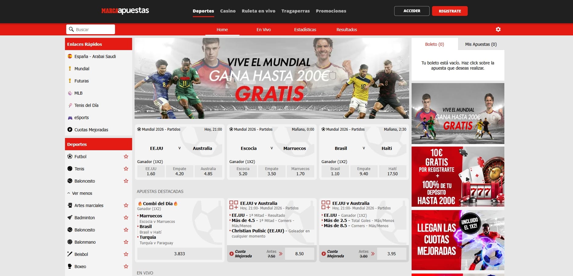 gana hasta 200€ gratis con tu primer depósito en marca apuestas