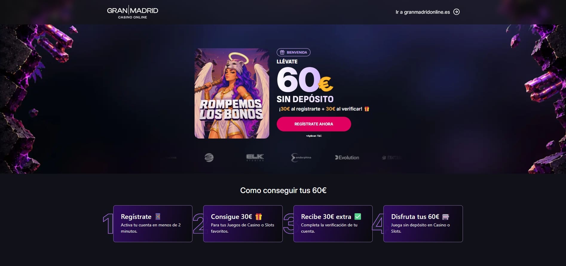 Código promocional Casino Gran Madrid 60€ gratis sin depósito