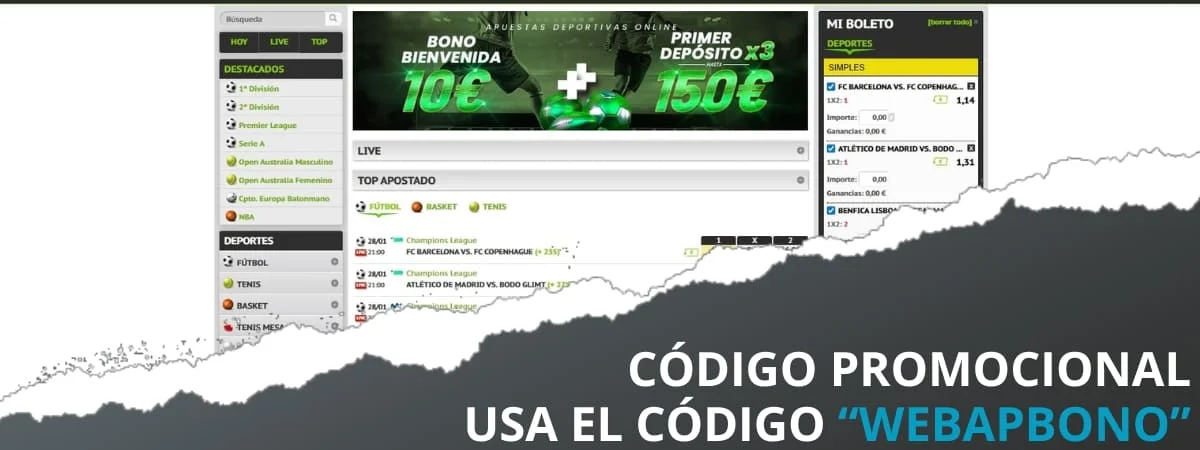 código promocional juegging apuestas webapbono