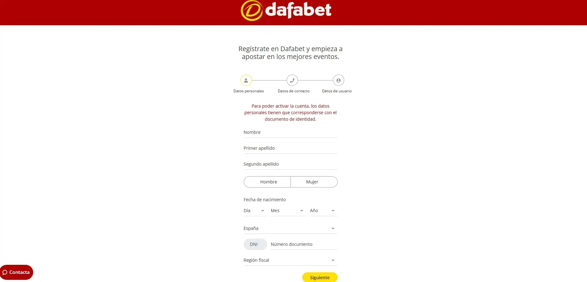 Cómo registrarse en Dafabet España