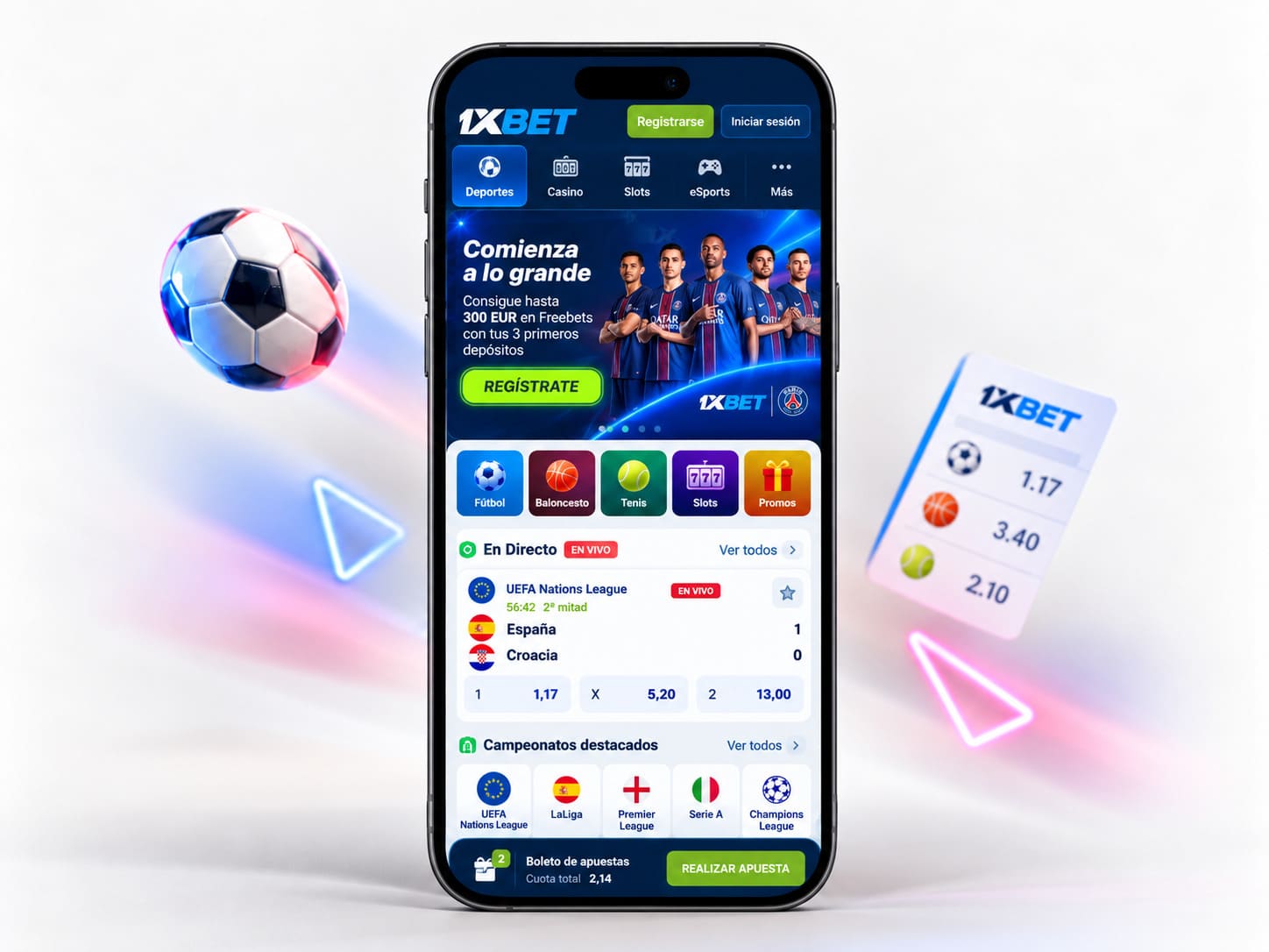 Apuestas España vs Croacia en 1xBet desde móvil