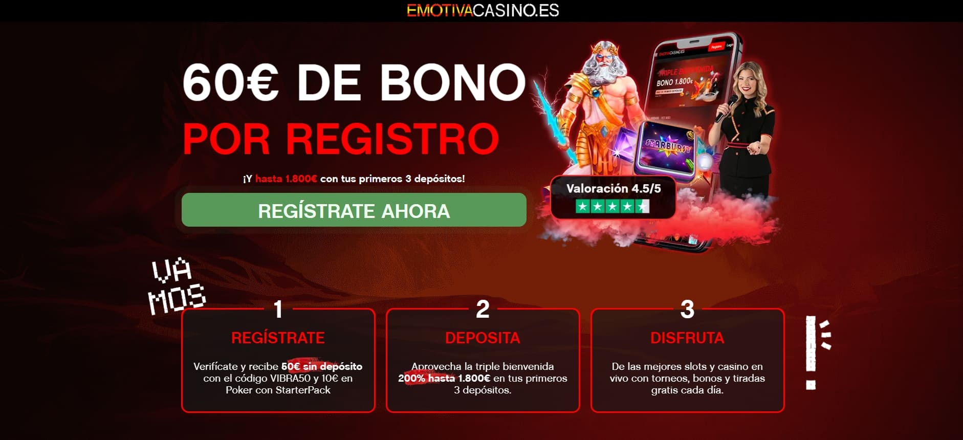 hasta 1.800€ de bienvenida por depósito en emotiva casino