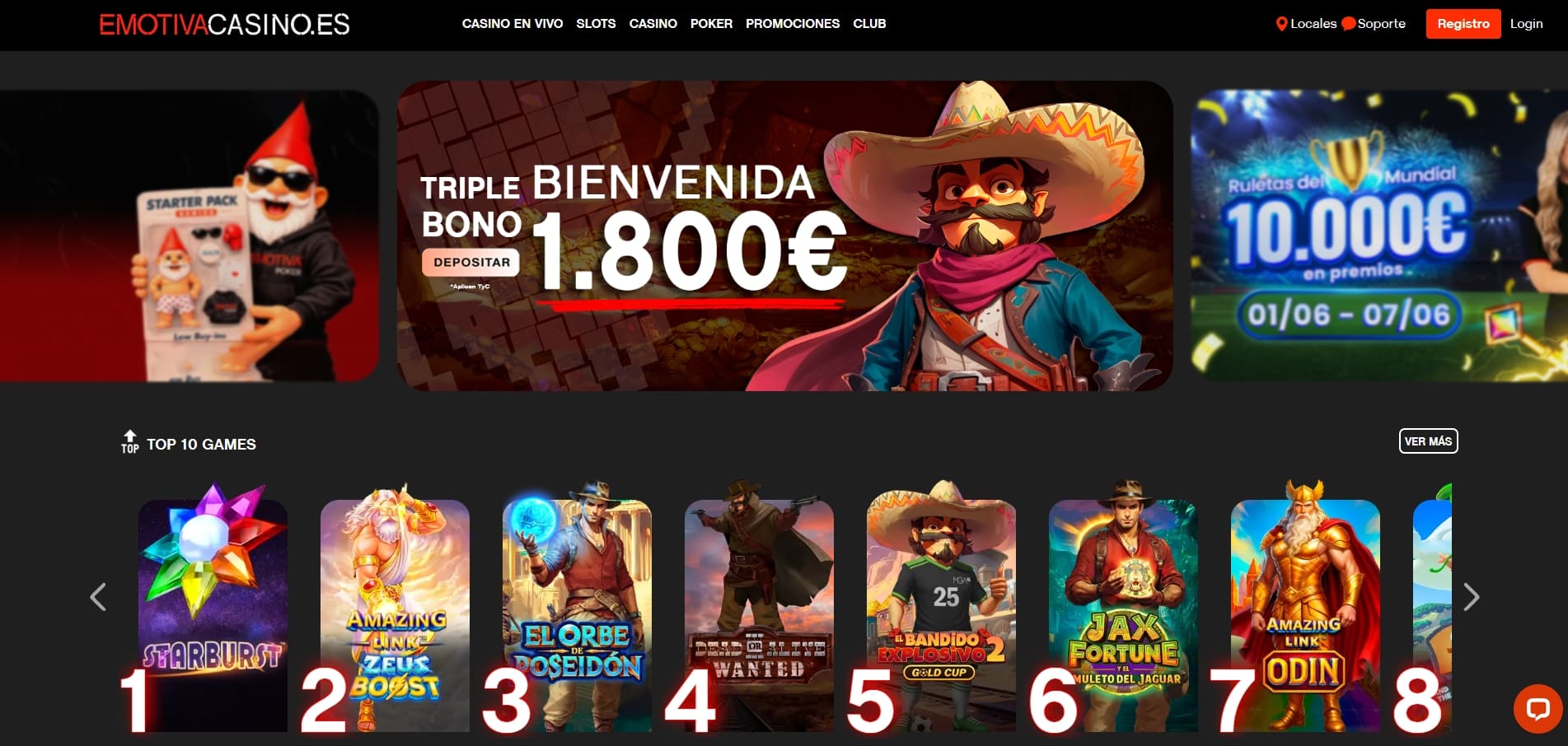 Bono bienvenida Emotiva Casino hasta 1800 euros con código VIBRA50