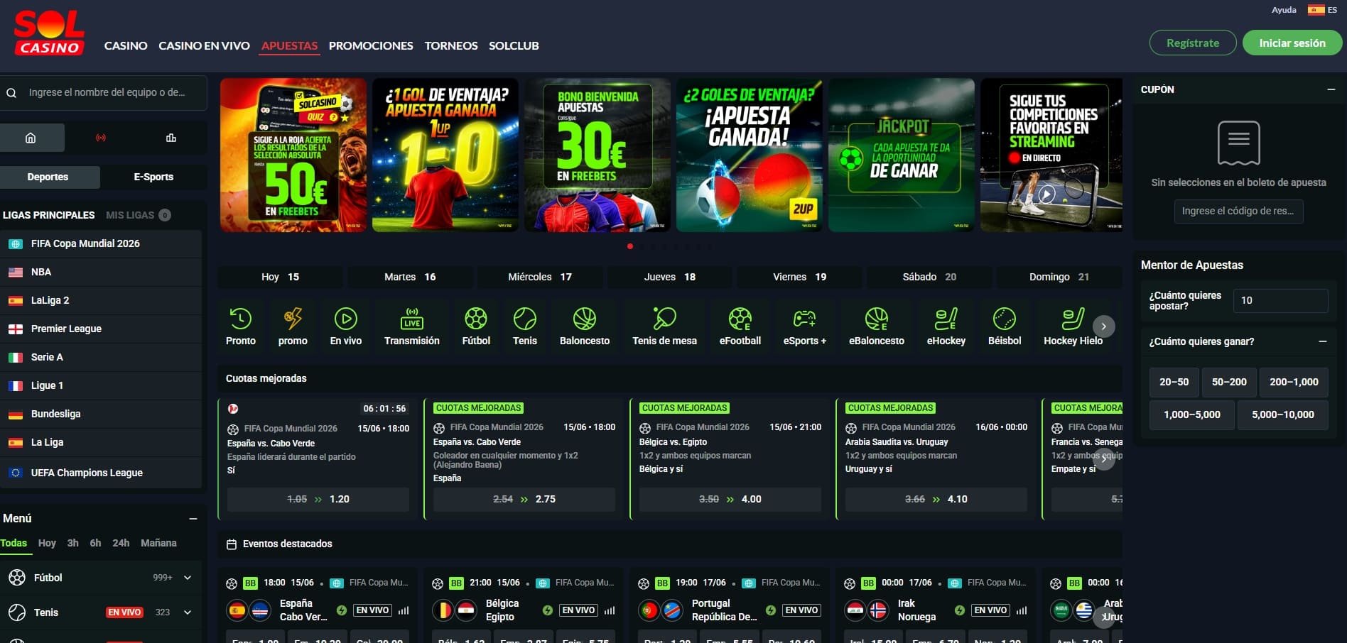 bono de bienvenida de apuestas de solcasino españa