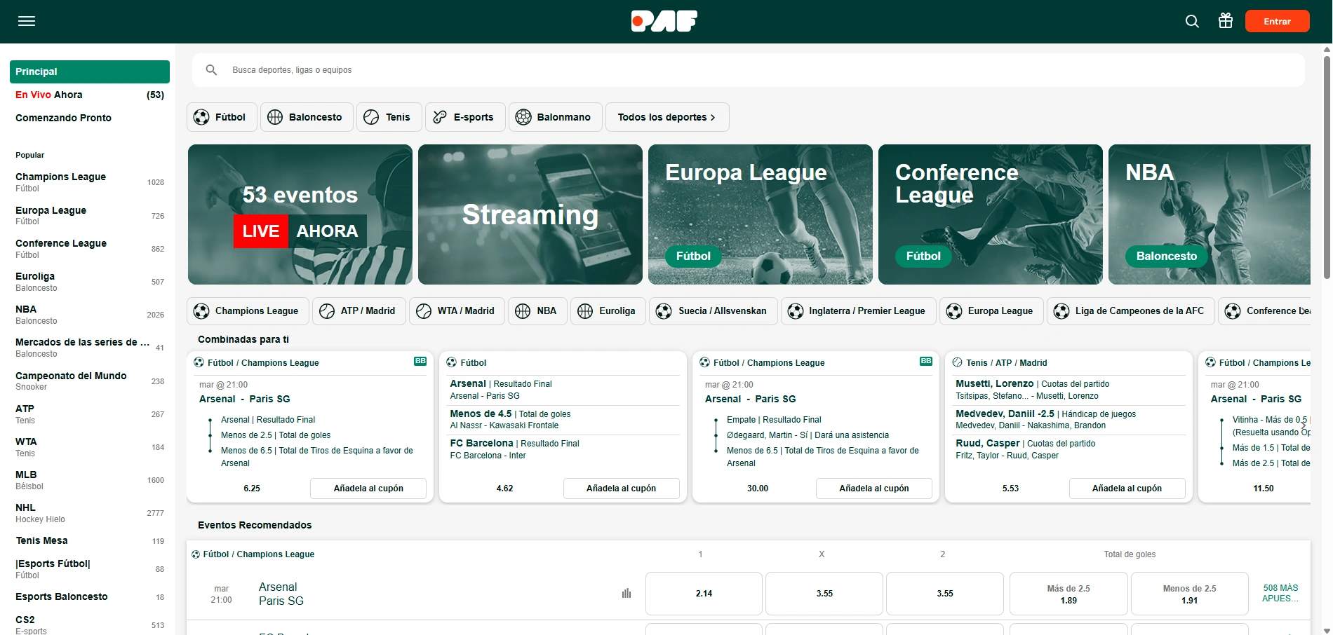 Apuestas deportivas PAF