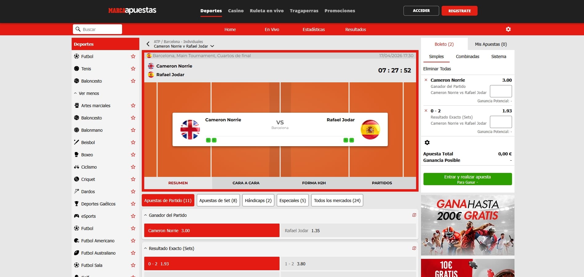 apuestas deportivas en Marca Apuestas con bono de bienvenida