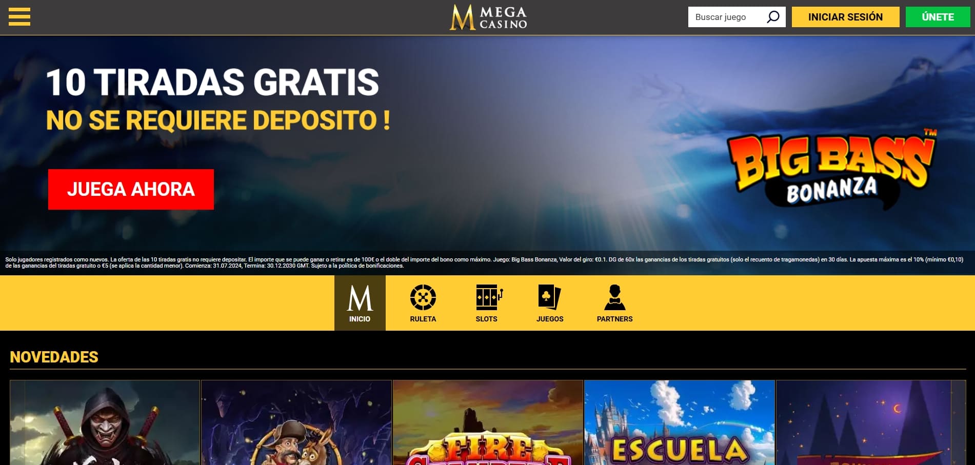 10 giros gratis sin depósito por registro mega casino