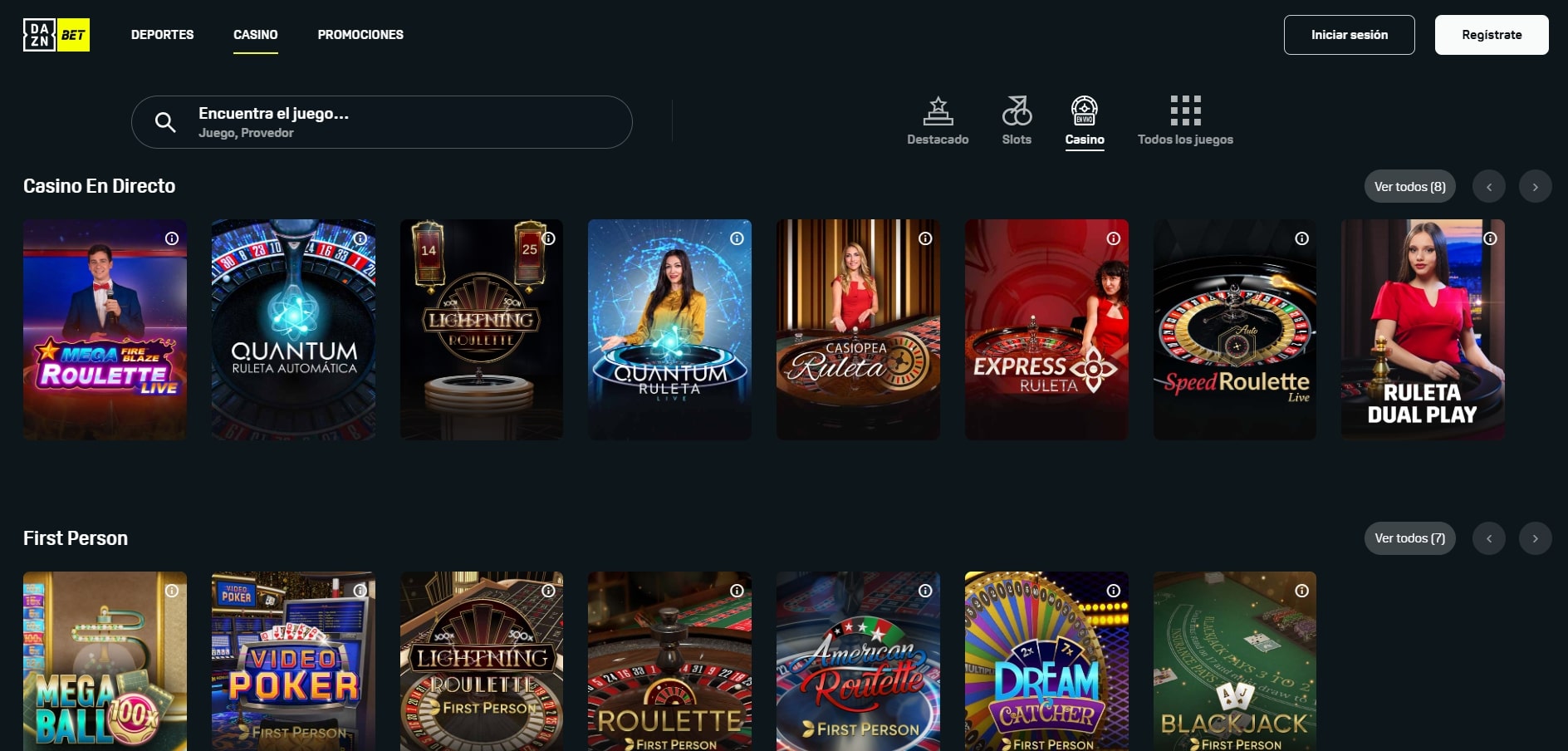 Ruleta en vivo del casino DAZN Bet con crupier profesional