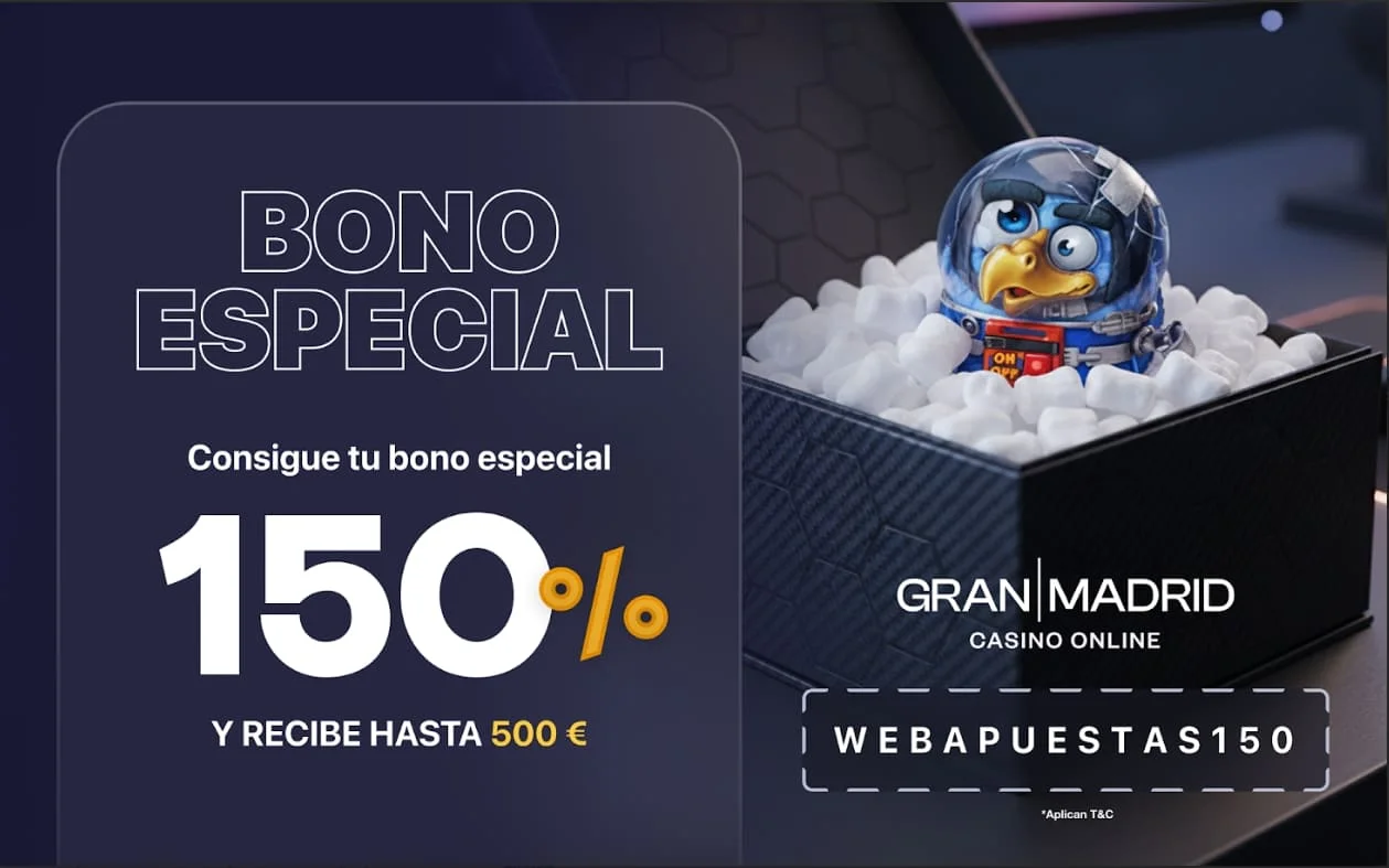 Bono bienvenida exclusivo Casino Gran Madrid x Webapuestas