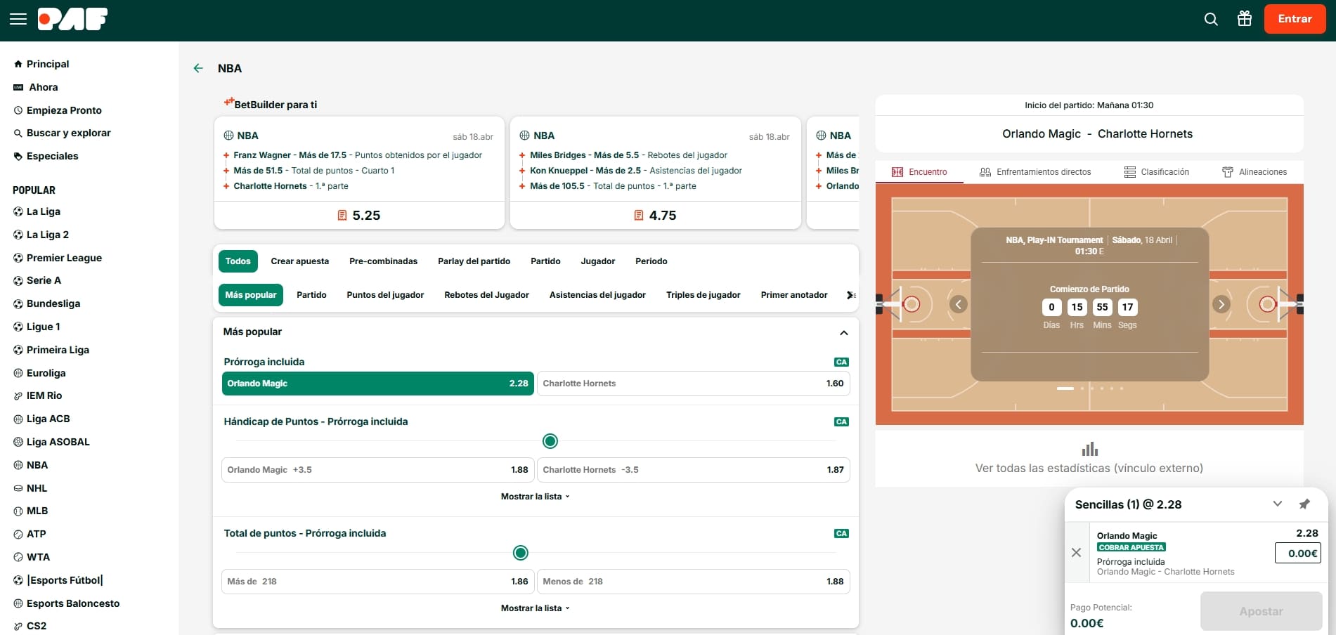freebets del bono de bienvenida de paf apuestas