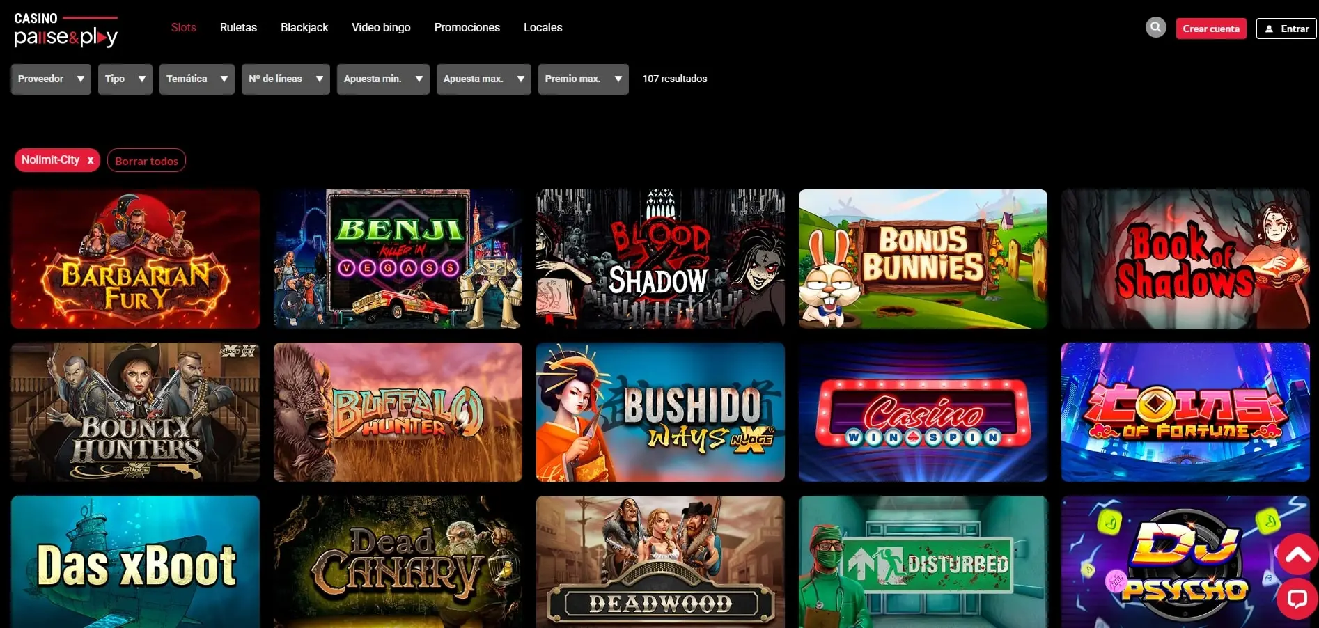 Juegos de Nolimit City en Casino Pause and Play