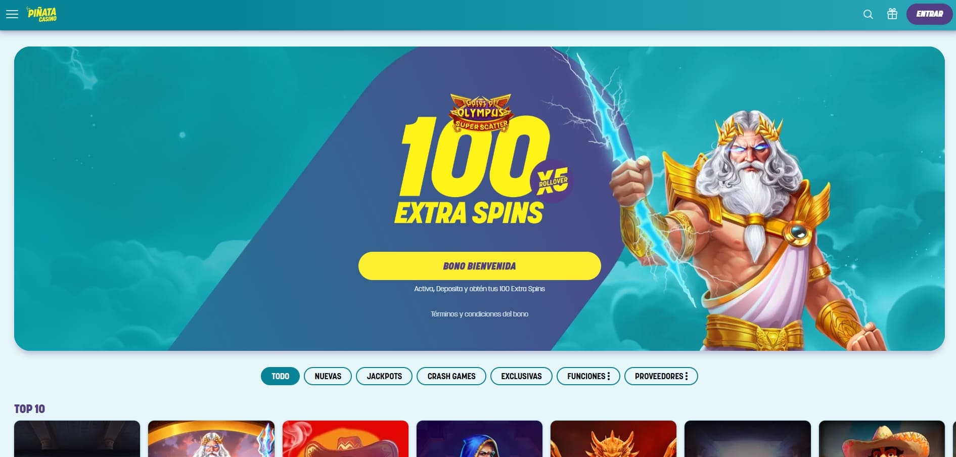 Piñata Casino nuevo casino online con una oferta de bienvenida de 100 tiradas gratis
