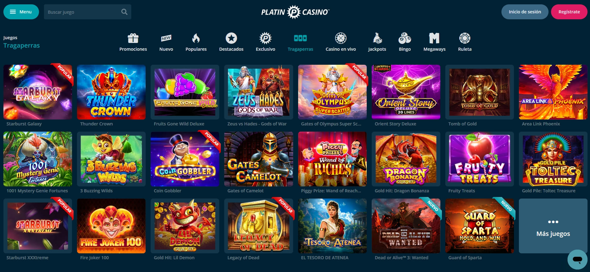 juegos de slots en platincasino