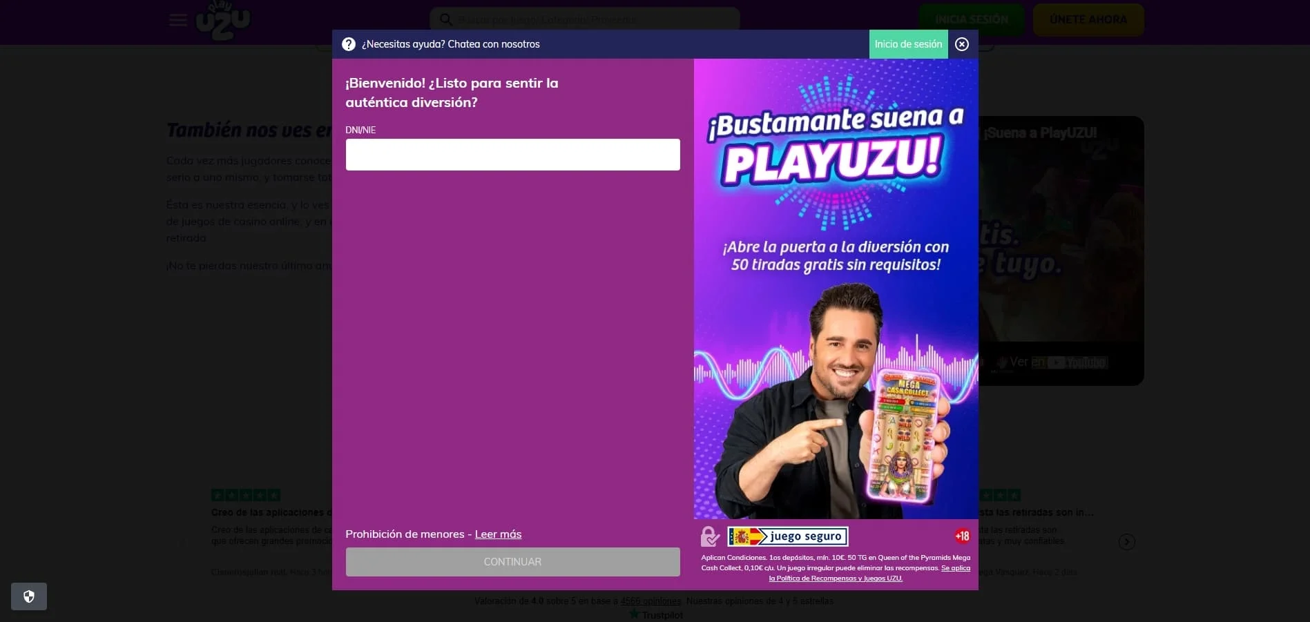 cómo registrarse en playuzu españa