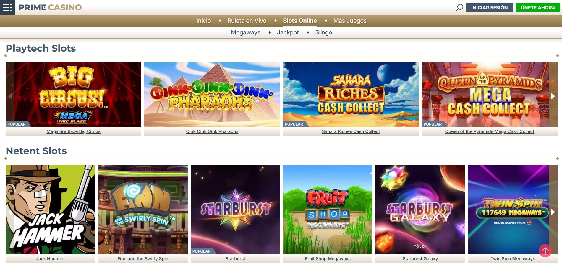 Prime Casino juegos de casino