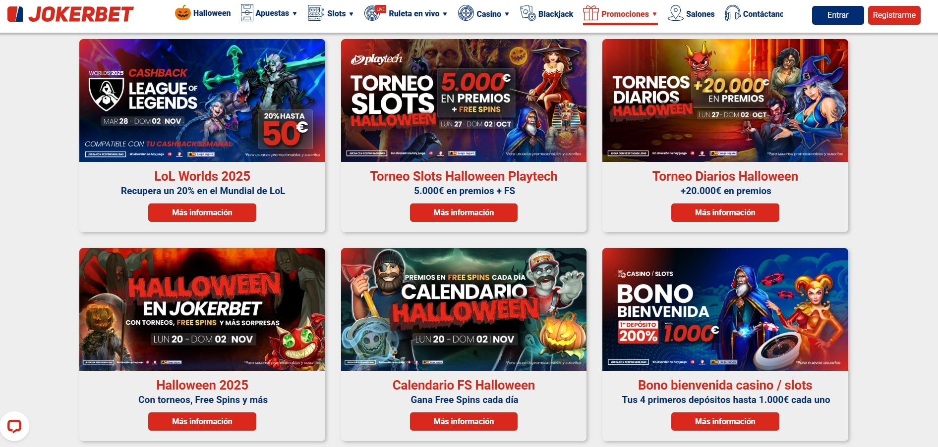 Sección de promociones de JOKERBET