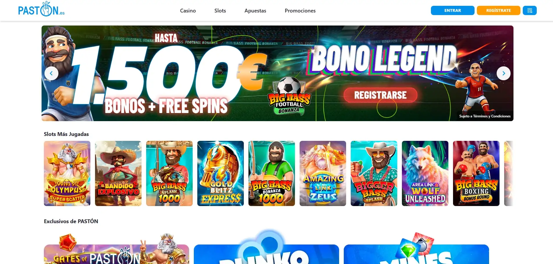 Pastón bono sin depósito para apuestas y casino online