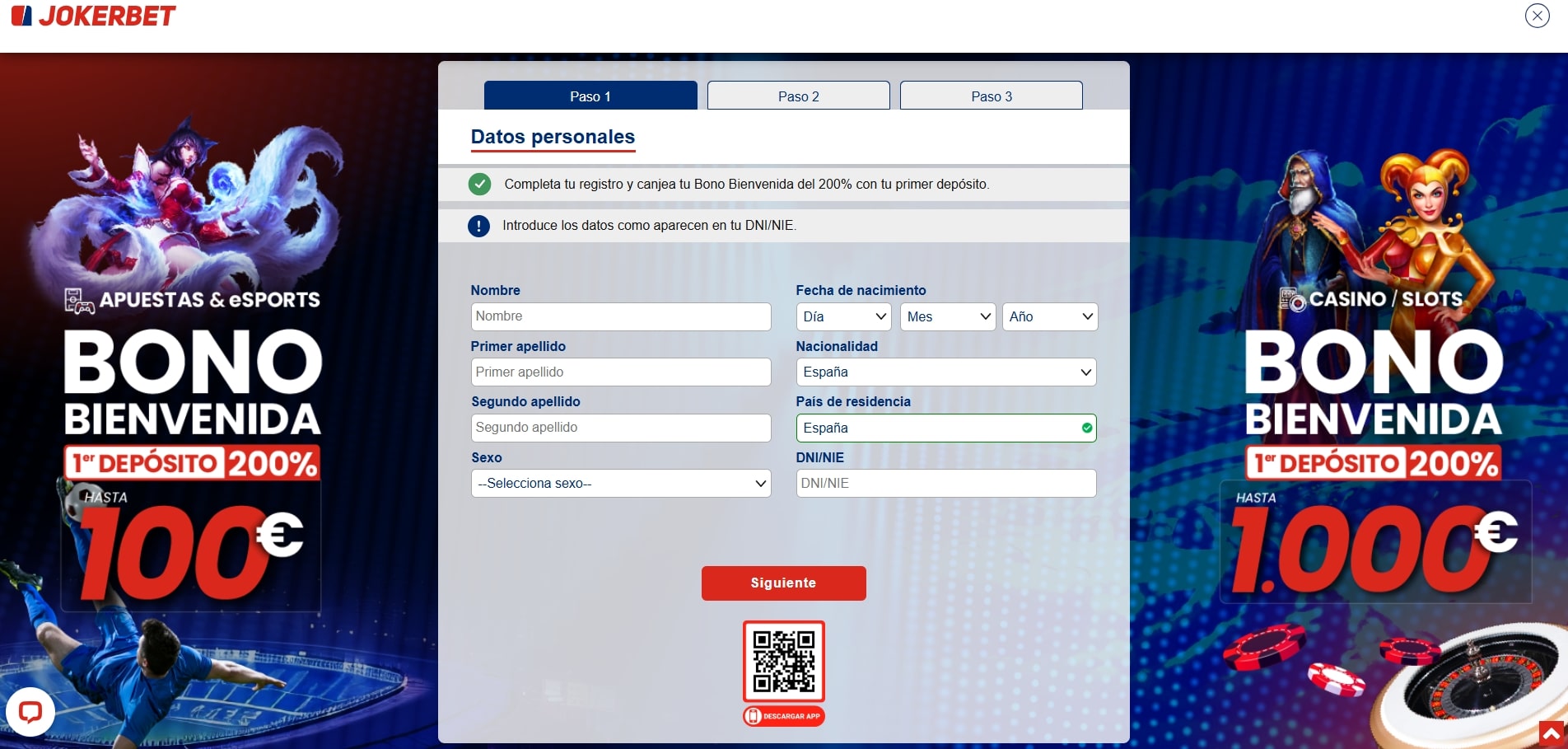 Registro JOKERBET España con verificación KYC