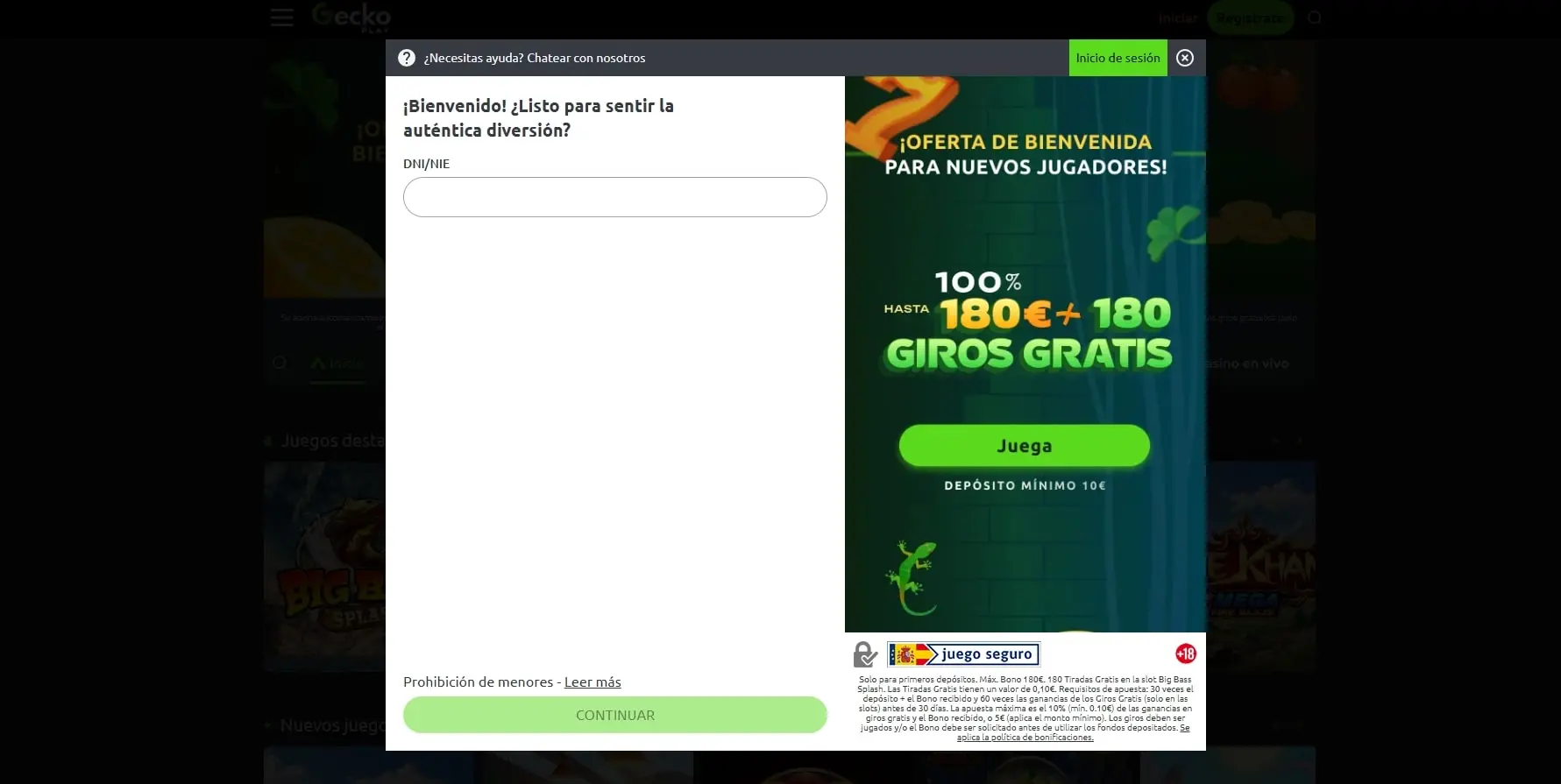 Cómo registrarse en GeckPlay Casino España
