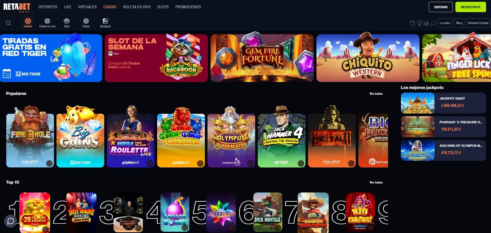 Juegos de Playtech en RETABET casino