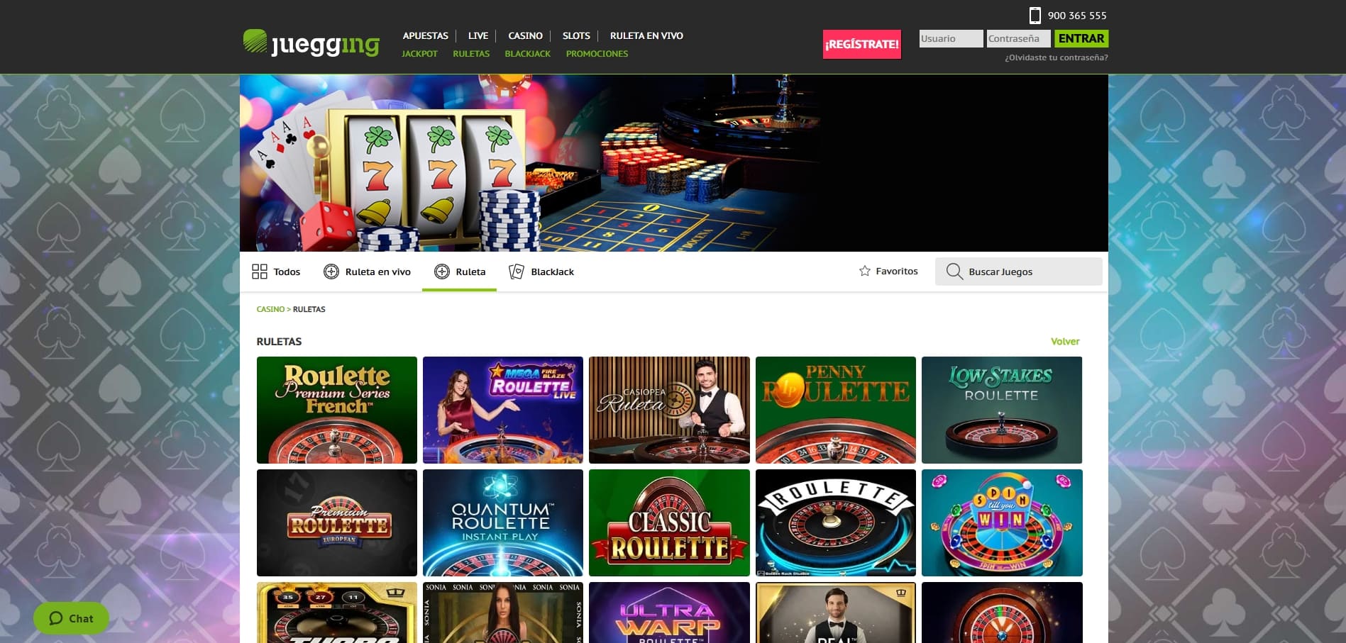 ruleta en vivo en juegging casino españa